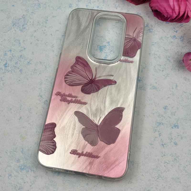 قاب گوشی Redmi Note 8 Pro شیائومی Brush Case اطلسی Silver طرح پروانه صورتی کد 29476 - Image 2