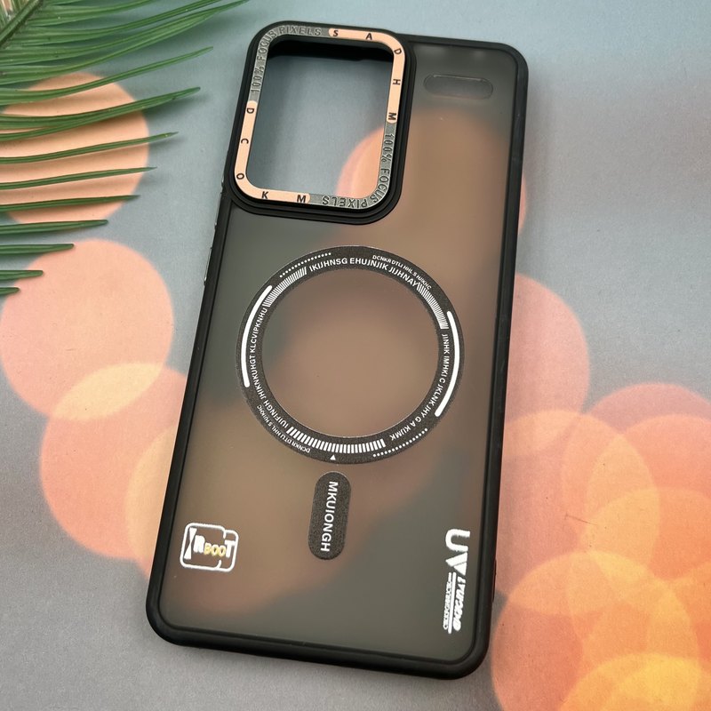قاب گوشی Redmi Note 13 Pro Plus شیائومی طرح Magsafe مگ سیف مات دور سیلیکونی RT لنز برجسته مشکی کد 30316 - Image 2