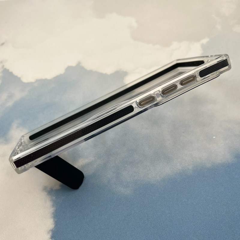 قاب گوشی Galaxy S24 Ultra سامسونگ Unique Case اورجینال مگ سیف Magsafe دار استندشو فلزی شفاف دور ایربگ دار مشکی کد 30781 - Image 2