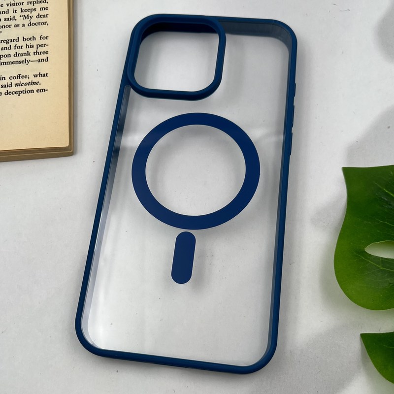 قاب گوشی iPhone 16 Pro Max آیفون Magsafe مگ سیف دار اورجینال Clear Case شفاف لاکچری سرمه ای کد 32657 - Image 2