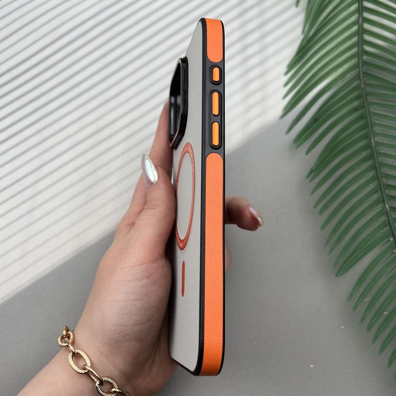 قاب گوشی iPhone 16 Pro Max آیفون Wood Case دور ایربگ مگ سیف Magsafe اورجینال طرح چوب کرم طوسی روشن کد 33337 - Image 3