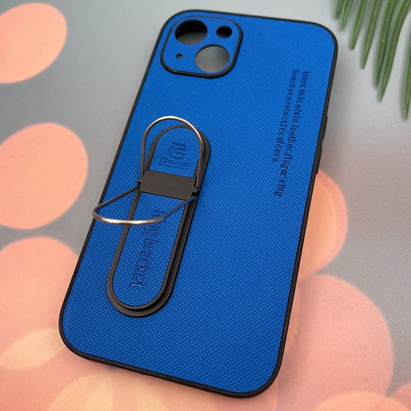 قاب گوشی iPhone 13 آیفون سیلیکونی Ring Bracket استندشو فلزی برجسته محافظ لنز دار آبی کد 33368 - Image 2