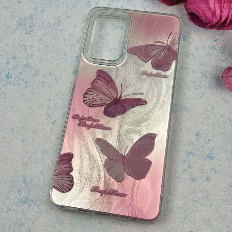 قاب گوشی Galaxy A72 سامسونگ Brush Case اطلسی Silver طرح پروانه صورتی کد 33537 - Image 2
