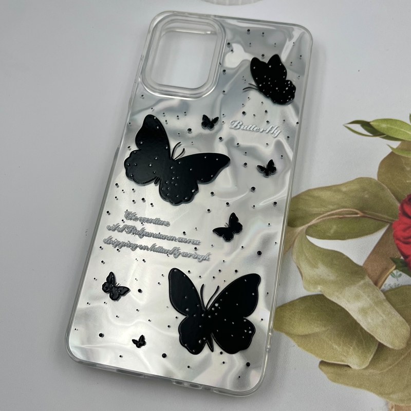 قاب گوشی Galaxy A12 / Galaxy M12 سامسونگ 3D Wave Case طرح سه بعدی موج لنز برجسته پروانه نقره ای کد 34358 - Image 2