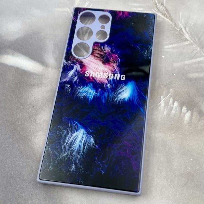 قاب گوشی Galaxy S22 Ultra سامسونگ پشت گلس دور سیلیکونی لیزری فانتزی کهکشانی لوگو دار محافظ لنز دار کد 37322 - Image 2