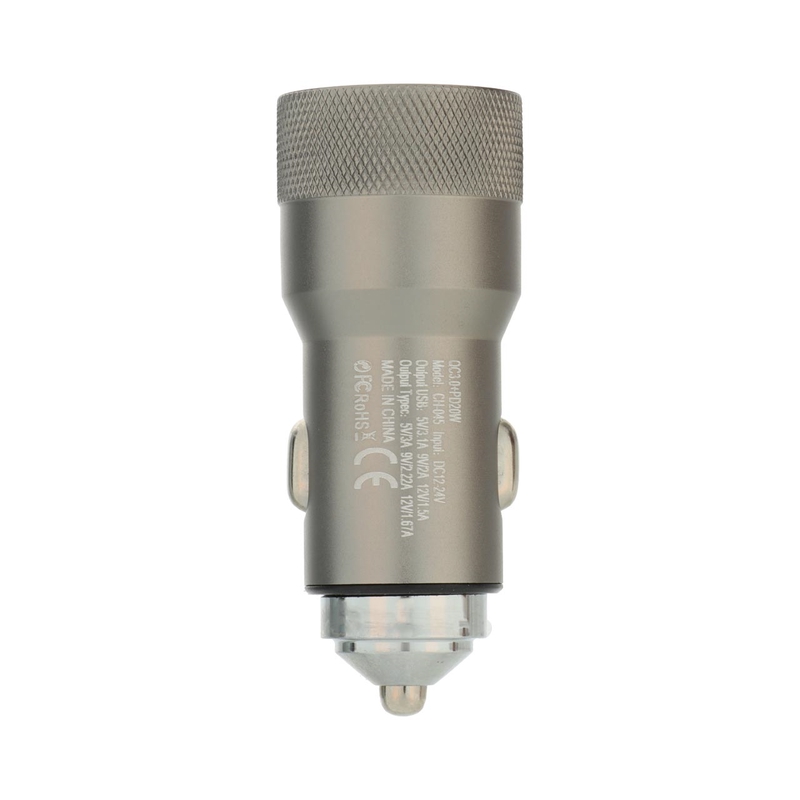 شارژر فندکی 27W فست شارژ PD دو پورت بوکو BUKU اورجینال فلزی مدل CH-045 تیتانیوم کد 37697 - Image 3