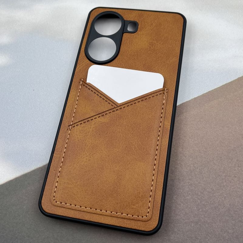 قاب گوشی Poco X7 Pro شیائومی Wallet Case چرم جاکارتی داخل پارچه ای محافظ لنز دار عسلی کد 38443 - Image 2