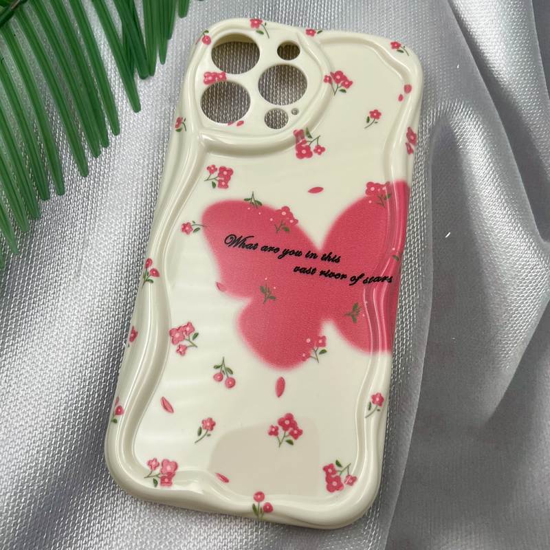 قاب گوشی iPhone 14 Pro Max آیفون Solid Case منحنی محافظ لنز دار دور ایربگ طرح پروانه کد 40012 - Image 2