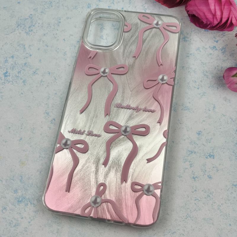 قاب گوشی Galaxy A05 سامسونگ Brush Case اطلسی Silver طرح پاپیون صورتی کد 40016 - Image 2