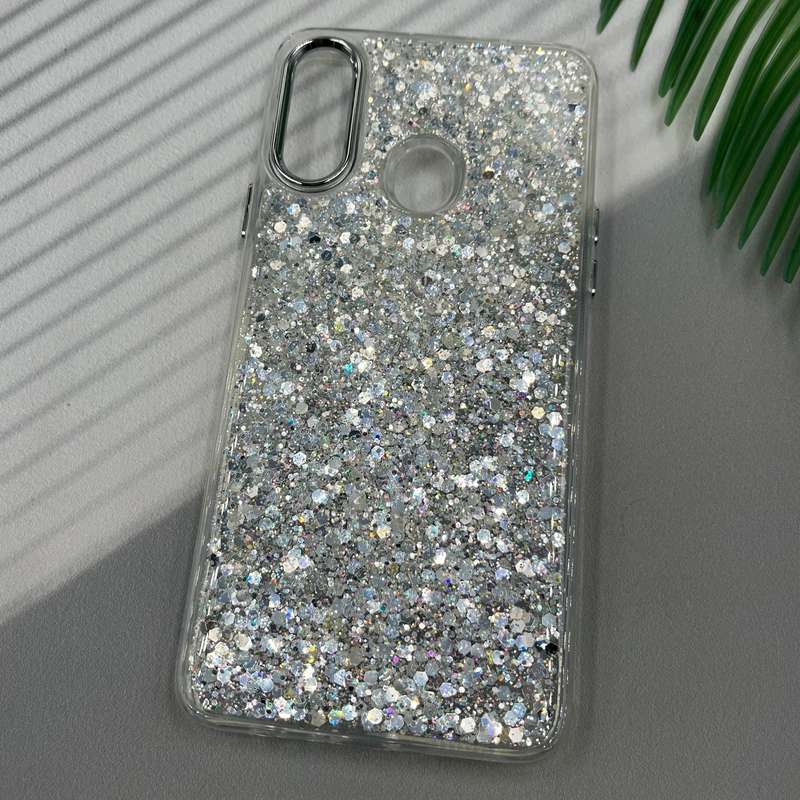 قاب گوشی Galaxy A20S سامسونگ Glitter Case شاین اکلیلی لنز Silver نقره ای ایربگ دار کد 40609 - Image 2