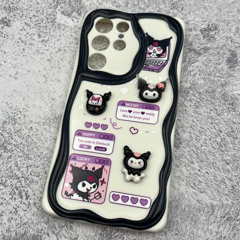 قاب گوشی Galaxy S22 Ultra سامسونگ سیلیکونی عروسکی برجسته گربه کرومی مشکی Cute Case محافظ لنز دار کد 42955 - Image 2