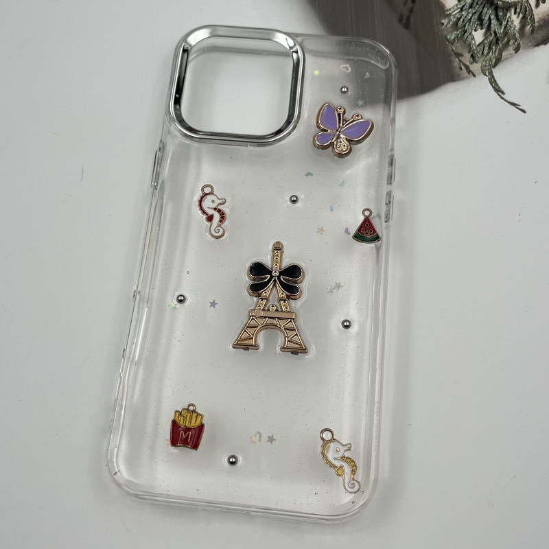 قاب گوشی iPhone 16 Pro Max آیفون Resin Art Case شفاف لنز Silver طرح ایفل کد 43779 - Image 2