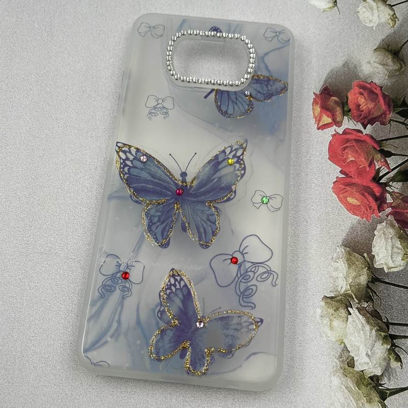 قاب گوشی Poco X3 / Poco X3 NFC / Poco X3 Pro شیائومی Crystal Case نگین دار لوکس رزینی طرح پروانه طرح پروانه و پاپیون لنز الماسی کد 43918 - Image 2