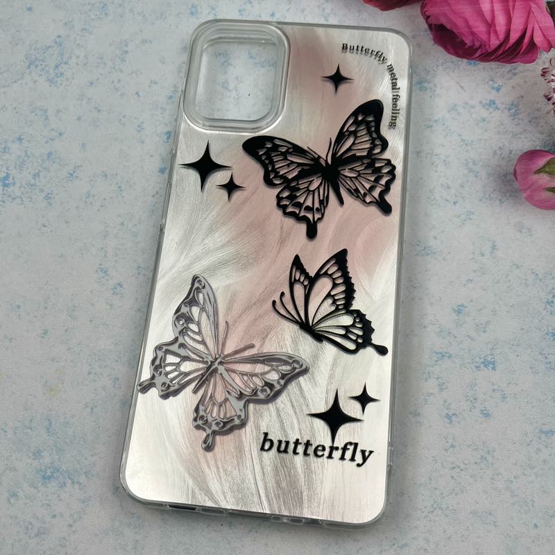 قاب گوشی Galaxy A06 سامسونگ Brush Case اطلسی Silver طرح پروانه سفید مشکی کد 44457 - Image 2