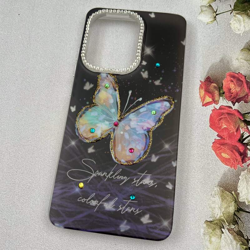 قاب گوشی Poco X7 Pro شیائومی Crystal Case نگین دار لوکس رزینی طرح پروانه کهکشانی لنز الماسی کد 47809 - Image 2