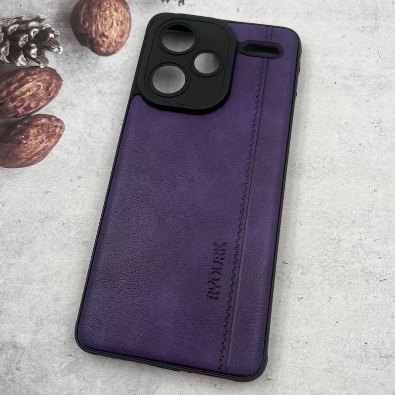قاب گوشی Redmi Note 13 Pro Plus شیائومی چرمی طرح دوخت RYOURK کلاسیک ایربگ دار محافظ لنز دار بنفش کد 47977 - Image 2