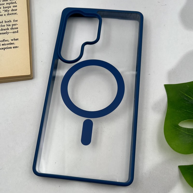 قاب گوشی Galaxy S25 Ultra سامسونگ Magsafe مگ سیف دار اورجینال Clear Case شفاف لاکچری سرمه ای کد 48126 - Image 2