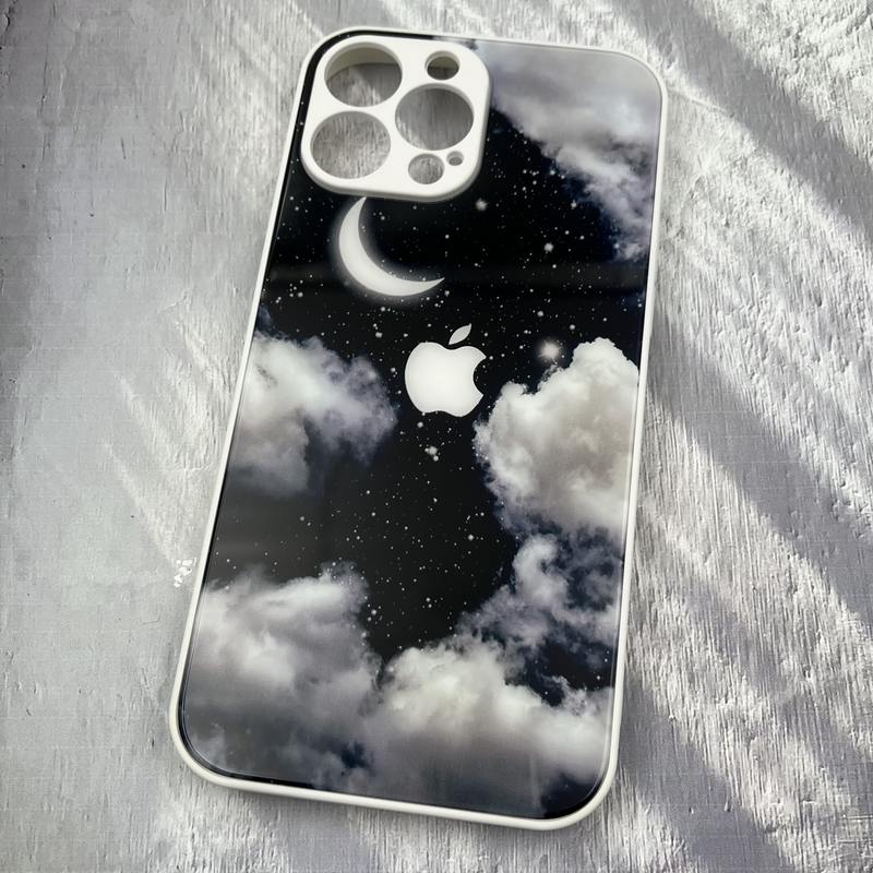 قاب گوشی iPhone 13 Pro Max آیفون پشت گلس دور سیلیکونی لیزری فانتزی ماه و ستاره لوگو دار محافظ لنز دار کد 48342 - Image 2
