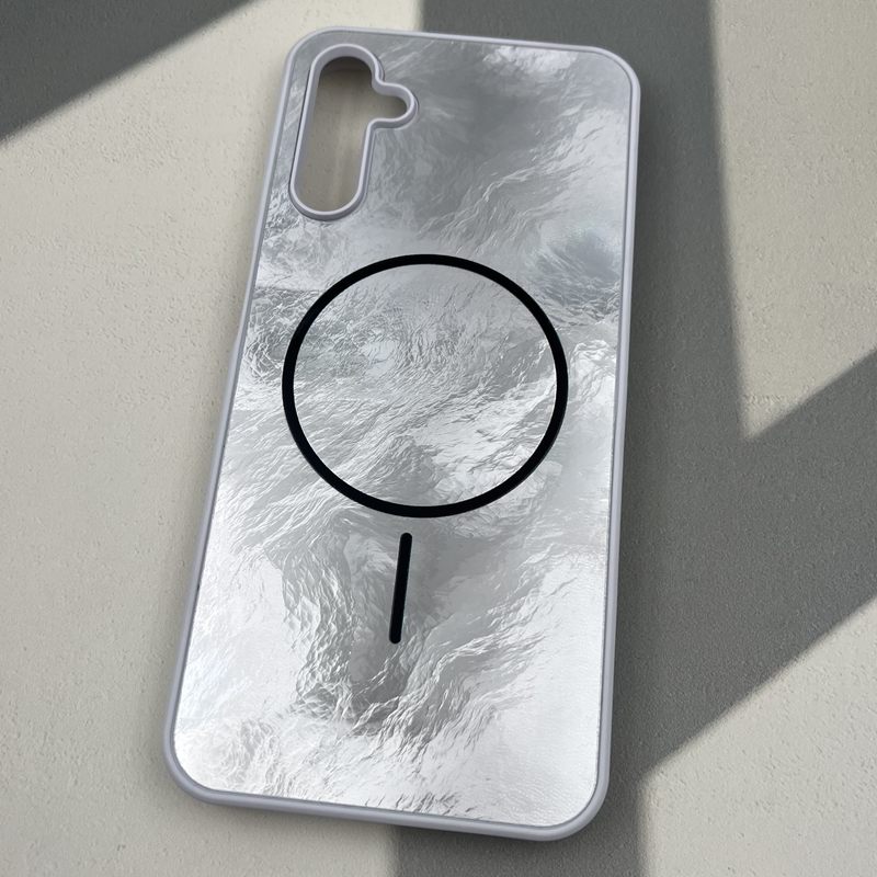 قاب گوشی Galaxy A14 سامسونگ Luxury Case براش طرح مگ سیف Magsafe لنز برجسته نقره ای کد 49208 - Image 2