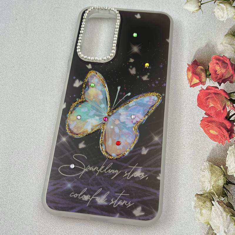 قاب گوشی Redmi Note 11 4G / Redmi Note 11S شیائومی Crystal Case نگین دار لوکس رزینی طرح پروانه کهکشانی لنز الماسی کد 52191 - Image 2