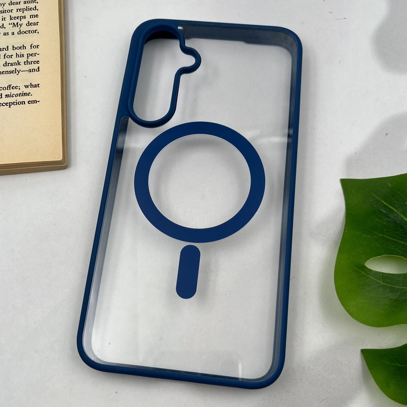 قاب گوشی Galaxy A55 سامسونگ Magsafe مگ سیف دار اورجینال Clear Case شفاف لاکچری سرمه ای کد 53659 - Image 2