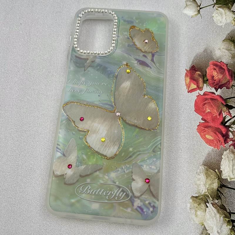 قاب گوشی Galaxy A12 / Galaxy M12 سامسونگ Crystal Case نگین دار لوکس رزینی طرح Butterfly لنز الماسی کد 54467 - Image 2