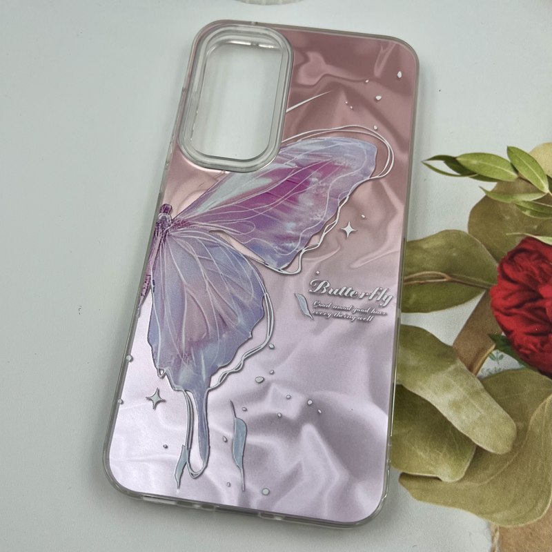 قاب گوشی Galaxy A35 سامسونگ 3D Wave Case طرح سه بعدی موج لنز برجسته پروانه صورتی کد 62022 - Image 2