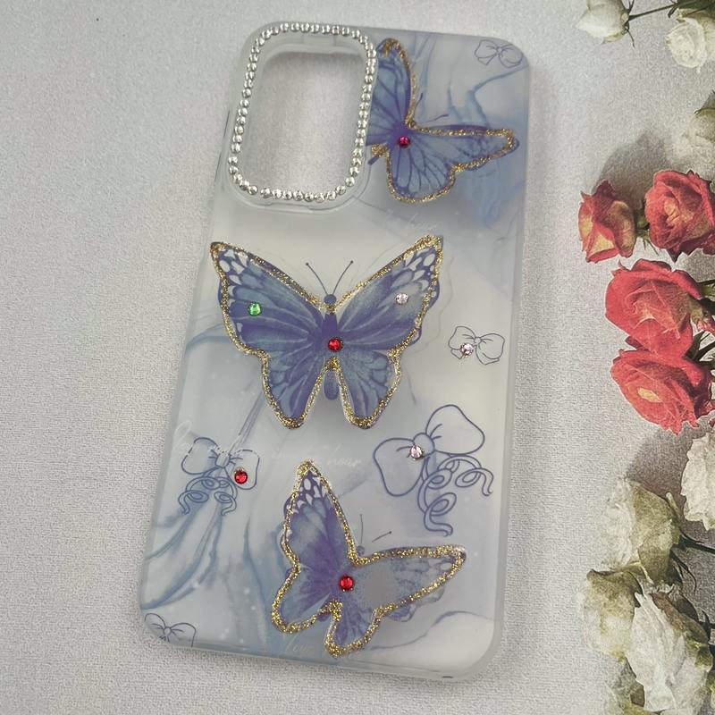 قاب گوشی Galaxy A26 سامسونگ Crystal Case نگین دار لوکس رزینی طرح پروانه و پاپیون لنز الماسی کد 62481 - Image 2