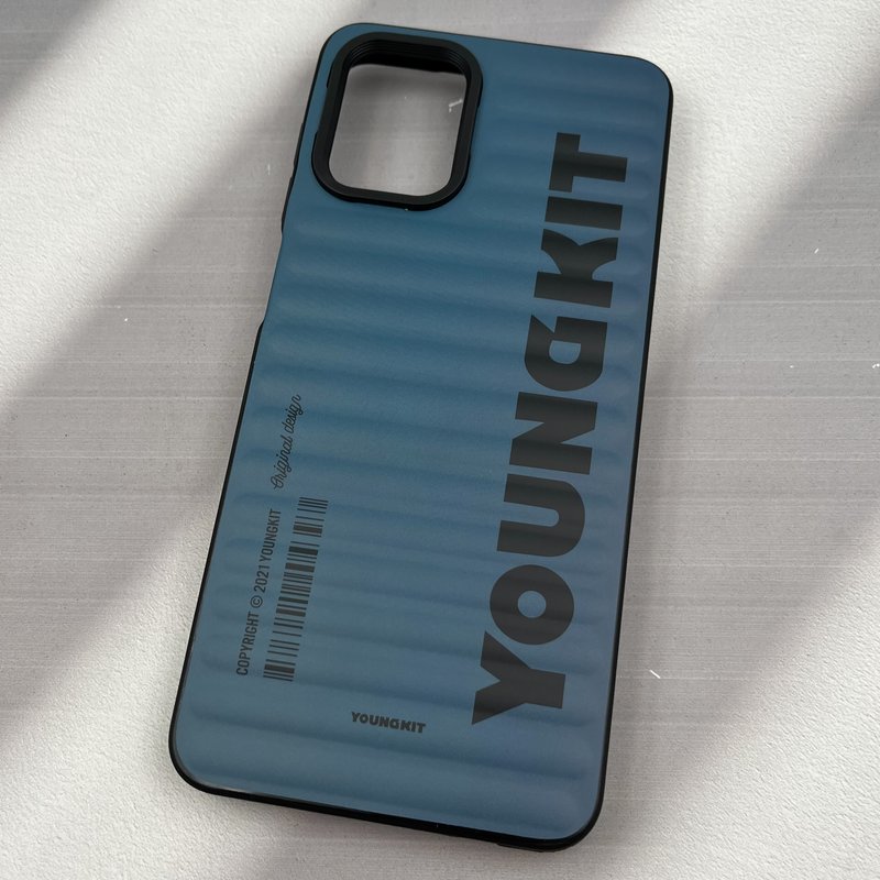 قاب گوشی Galaxy A12 / Galaxy M12 سامسونگ YOUNGKIT دور سیلیکونی لنز برجسته طرح بارکد آبی تیره کد 63182 - Image 2