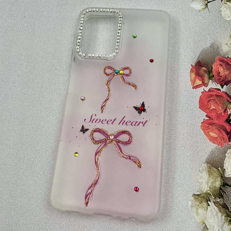 قاب گوشی Galaxy A22 4G / Galaxy M32 4G سامسونگ Crystal Case نگین دار لوکس رزینی طرح پاپیون لنز الماسی کد 63660 - Image 2