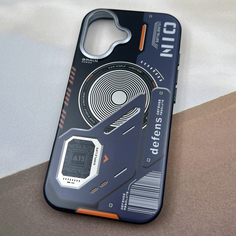 قاب گوشی iPhone 16 آیفون Wecan Case مگ سیف Magsafe اورجینال ضد ضربه طرح مدار لنز کروم مشکی کد 66830 - Image 2