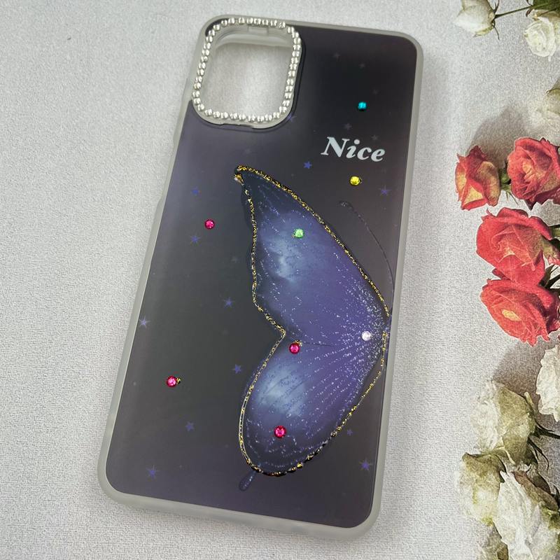 قاب گوشی Galaxy A12 / Galaxy M12 سامسونگ Crystal Case نگین دار لوکس رزینی طرح بال پروانه لنز الماسی کد 67451 - Image 2