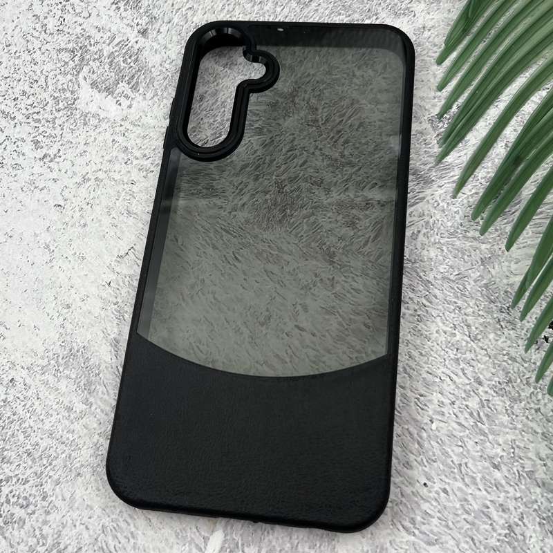 قاب گوشی Galaxy A25 سامسونگ PC Case سیلیکونی طرح چرم لنز متال شفاف دودی اسپرت مشکی کد 68599 - Image 2