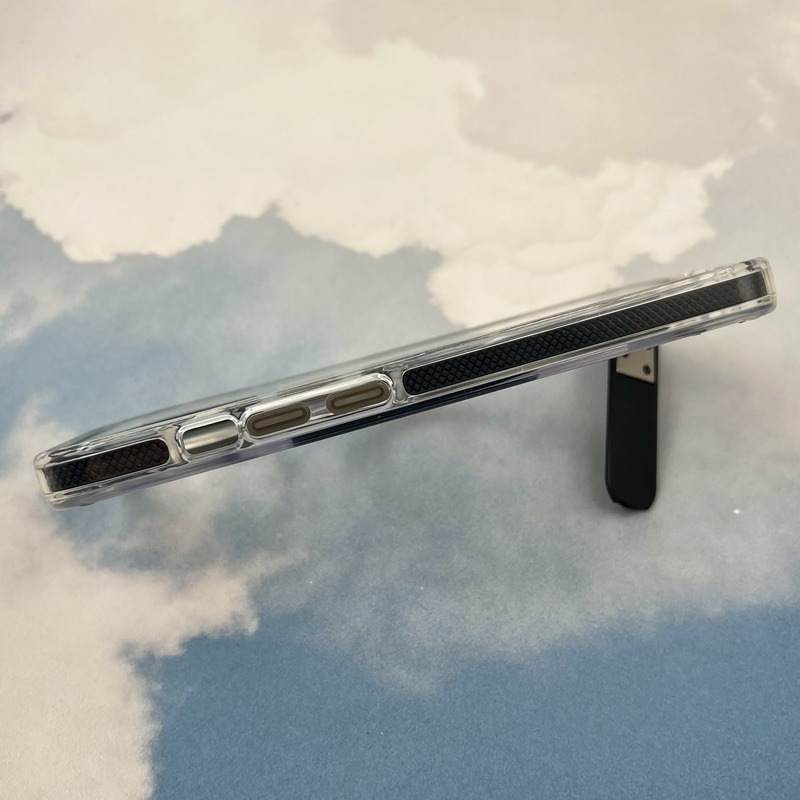 قاب گوشی iPhone 13 / iPhone 14 آیفون Unique Case اورجینال مگ سیف Magsafe دار استندشو فلزی شفاف دور ایربگ دار مشکی کد 70905 - Image 2