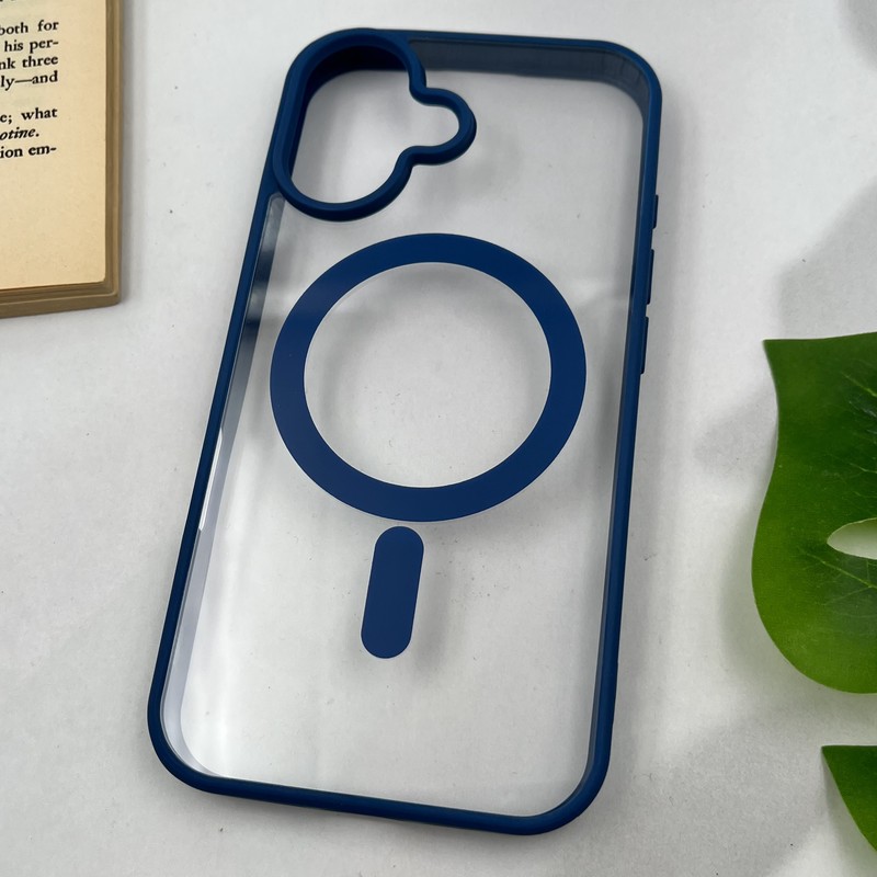 قاب گوشی iPhone 16 آیفون Magsafe مگ سیف دار اورجینال Clear Case شفاف لاکچری سرمه ای کد 71716 - Image 2