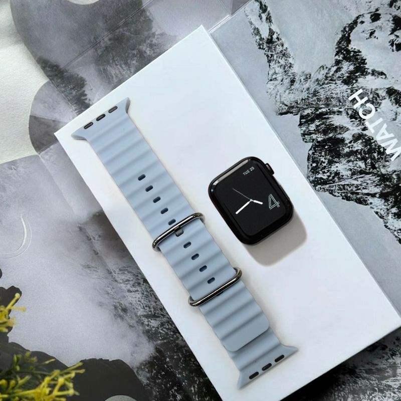 بند ساعت هوشمند اپل واچ سیلیکونی اورجینال Spigen مناسب برای سایز 42 / 44 / 45 / 46 / 49 آبی روشن کد 72091 - Image 2