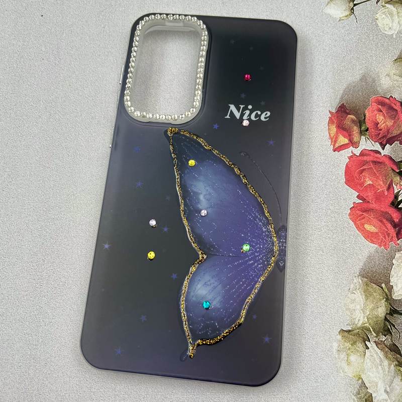 قاب گوشی Galaxy A36 / A56 سامسونگ Crystal Case نگین دار لوکس رزینی طرح بال پروانه لنز الماسی کد 72954 - Image 2