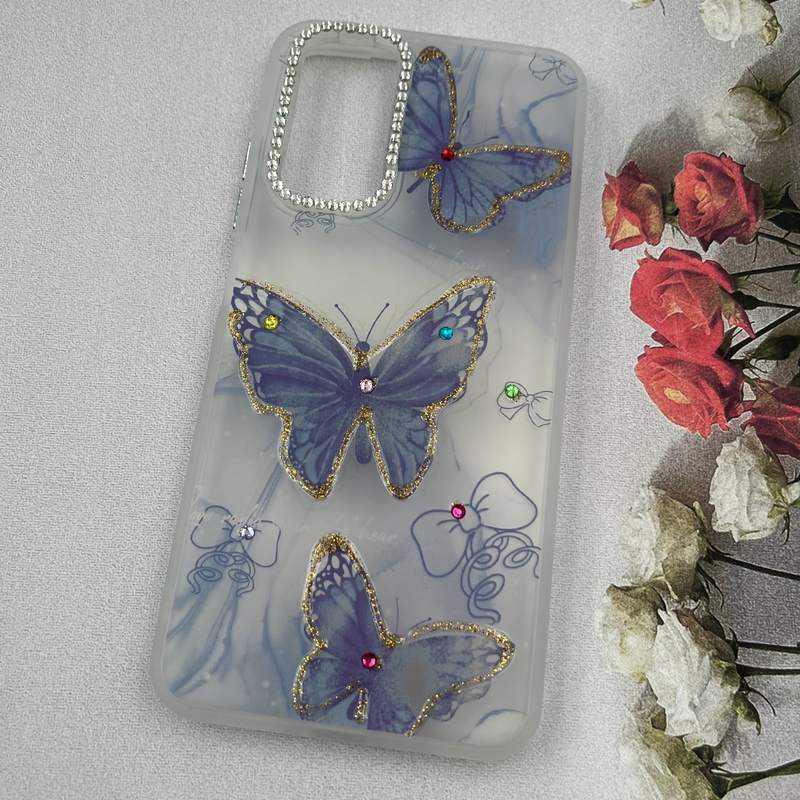 قاب گوشی Redmi Note 11 4G / Redmi Note 11S شیائومی Crystal Case نگین دار لوکس رزینی طرح پروانه و پاپیون لنز الماسی کد 75034 - Image 2