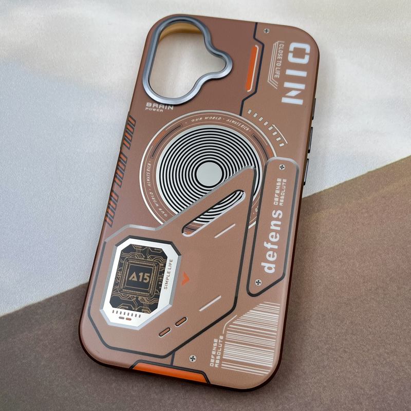 قاب گوشی iPhone 16 آیفون Wecan Case مگ سیف Magsafe اورجینال ضد ضربه طرح مدار لنز کروم صحرایی کد 76002 - Image 2