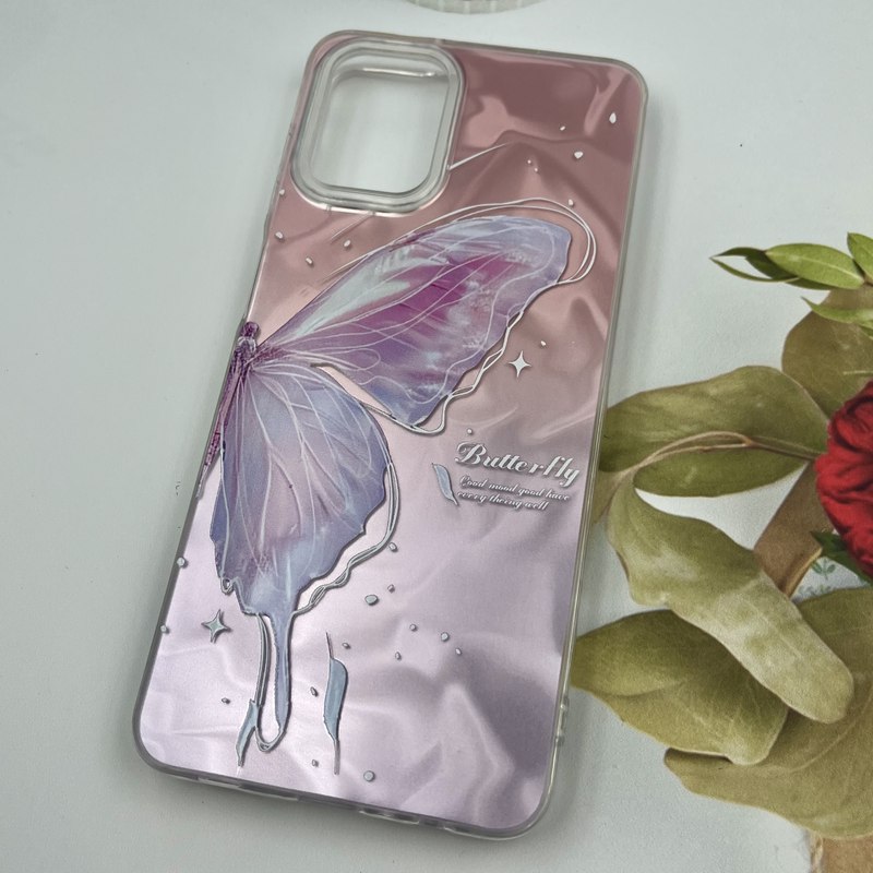 قاب گوشی Galaxy A12 / Galaxy M12 سامسونگ 3D Wave Case طرح سه بعدی موج لنز برجسته پروانه صورتی کد 77100 - Image 2
