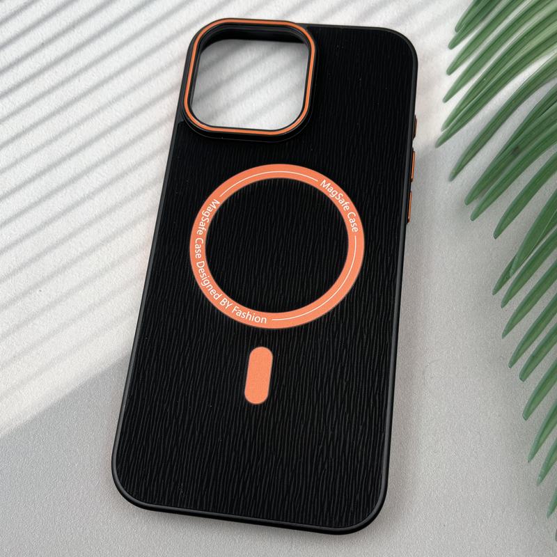 قاب گوشی iPhone 16 Pro Max آیفون Wood Case دور ایربگ مگ سیف Magsafe اورجینال طرح چوب کرم مشکی کد 78652 - Image 2