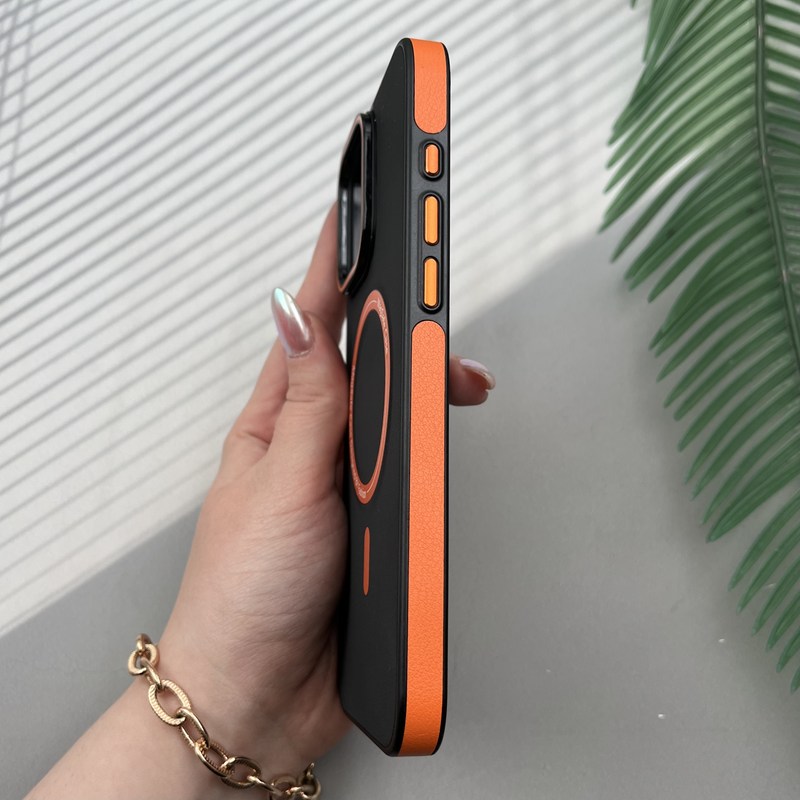 قاب گوشی iPhone 16 Pro Max آیفون Wood Case دور ایربگ مگ سیف Magsafe اورجینال طرح چوب کرم مشکی کد 78652 - Image 3