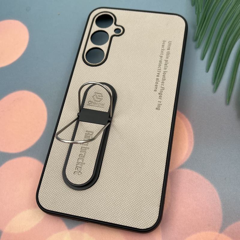 قاب گوشی Galaxy S23 FE سامسونگ سیلیکونی Ring Bracket استندشو فلزی برجسته محافظ لنز دار کرم کد 79498 - Image 2