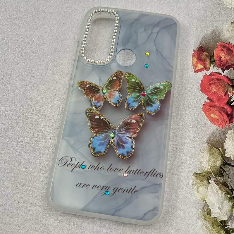 قاب گوشی Redmi Note 8 / Redmi Note 8 2021 شیائومی Crystal Case نگین دار لوکس رزینی طرح پروانه رنگی لنز الماسی کد 80401 - Image 2