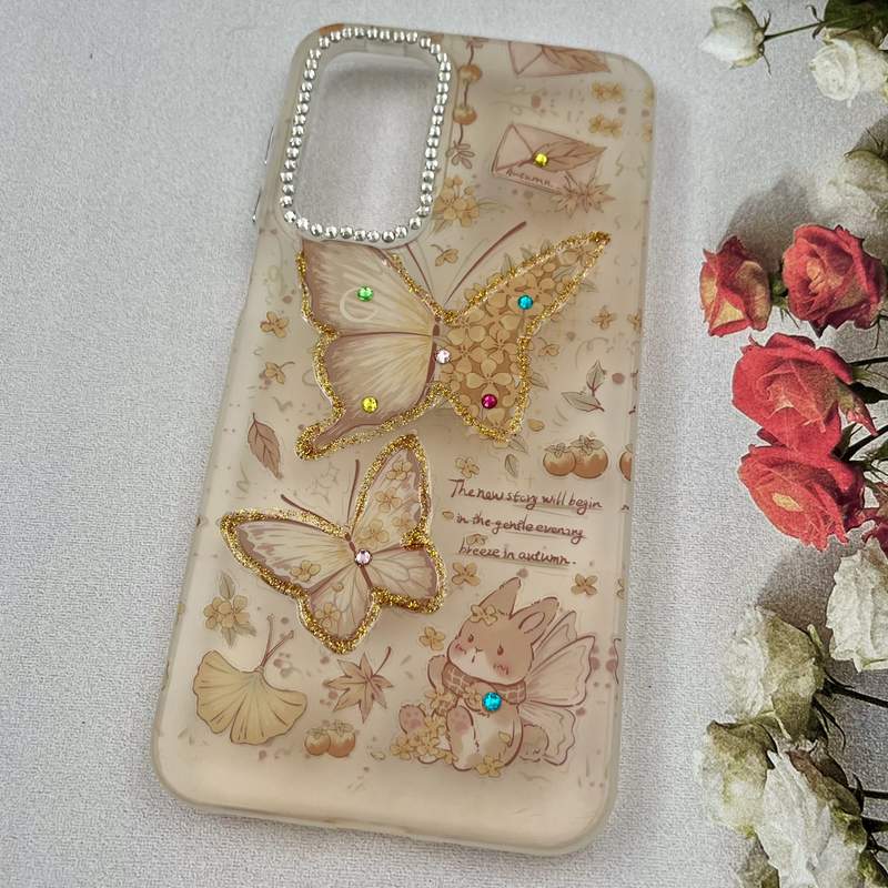 قاب گوشی Galaxy A16 سامسونگ Crystal Case نگین دار لوکس رزینی طرح پروانه پاییزی لنز الماسی کد 82096 - Image 2