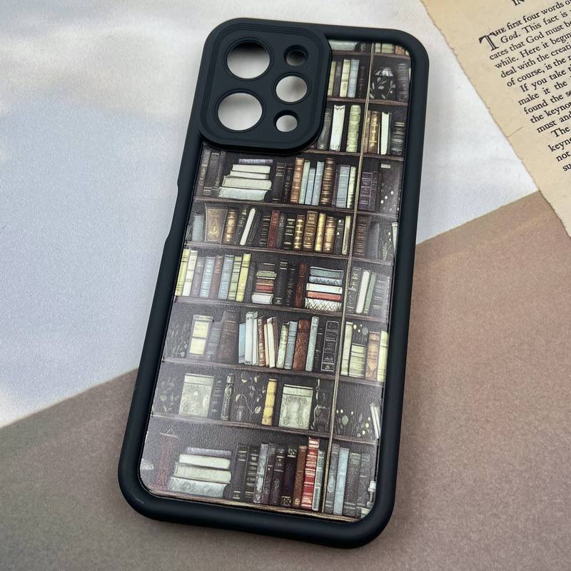 قاب گوشی Redmi 12 / Poco M6 Pro 5G شیائومی Solid Case ایربگ دار مشکی طرح کتابخانه محافظ لنز دار کد 82413 - Image 2
