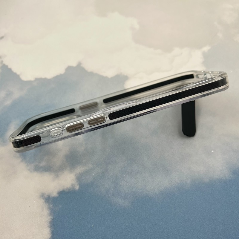 قاب گوشی iPhone 15 Pro Max آیفون Unique Case اورجینال مگ سیف Magsafe دار استندشو فلزی شفاف دور ایربگ دار مشکی کد 84440 - Image 2
