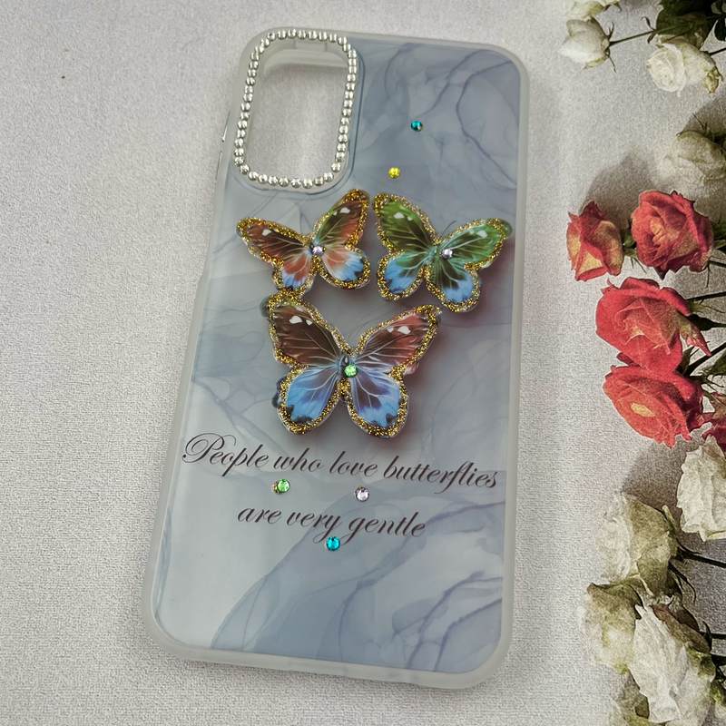 قاب گوشی Galaxy A14 سامسونگ Crystal Case نگین دار لوکس رزینی طرح پروانه رنگی لنز الماسی کد 87470 - Image 2