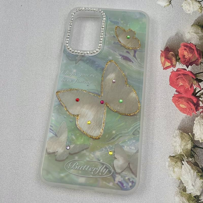 قاب گوشی Galaxy A23 سامسونگ Crystal Case نگین دار لوکس رزینی طرح Butterfly لنز الماسی کد 90045 - Image 2