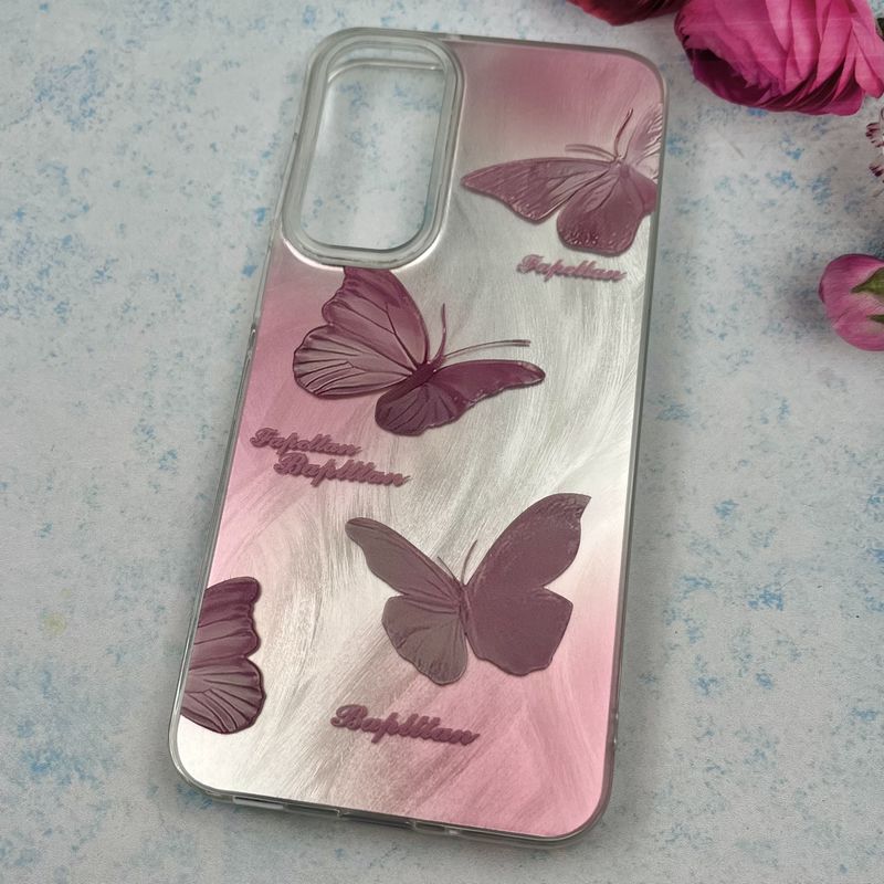 قاب گوشی Galaxy A16 سامسونگ Brush Case اطلسی Silver طرح پروانه صورتی کد 90483 - Image 2